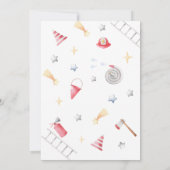 Feuerwehrauto rufen alle Einheiten Birthday Boy Einladung (Rückseite)