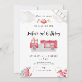 Feuerwehrauto rufen alle Einheiten Birthday Boy Einladung