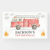Feuerwehrauto Ruft Alle Feuerwehrmänner Jungen Geb Banner (Horizontal)