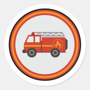 Feuerwehrauto runder aufkleber