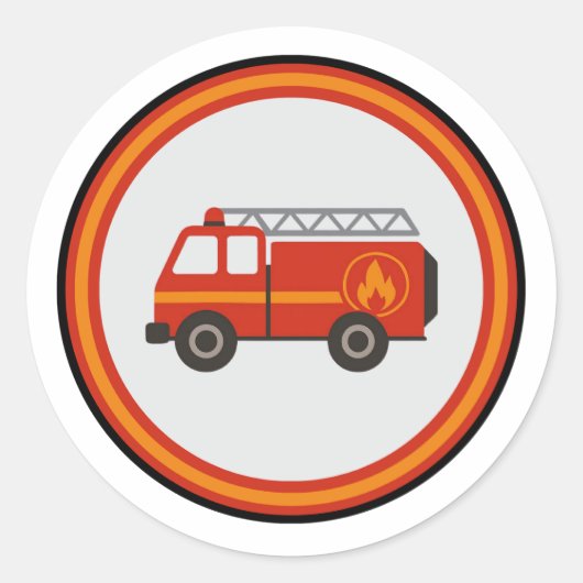 Feuerwehrauto  runder aufkleber (Vorderseite)