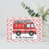 Feuerwehrauto und Herzkarte des Kindes RSVP Karte (Stehend Vorderseite)