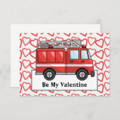 Feuerwehrauto und Herzkarte des Kindes RSVP Karte (Vorne/Hinten)