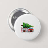 Feuerwehrauto Weihnachtsbaum Xmas Lichter Feuerweh Button (Vorne & Hinten)