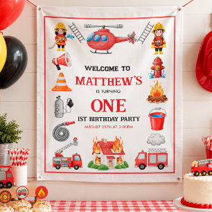 Feuerwehrautos Junge 1. Geburtstag Süße kleine P Banner
