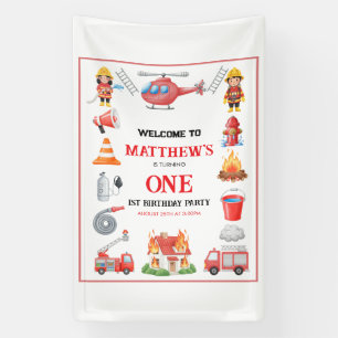 Feuerwehrautos Junge 1. Geburtstag   Süße kleine P Banner