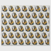 Feuerwehrbär mit rauchendem Kalifornien Geschenkpapier (Flach)