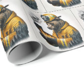 Feuerwehrbär mit rauchendem Kalifornien Geschenkpapier (Rolleneckpunkt)