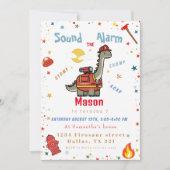 Feuerwehrdinosaurier Geburtstag Einladung (Vorderseite)