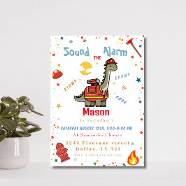 Feuerwehrdinosaurier Geburtstag Einladung