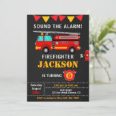 Feuerwehren - Einladung zum Geburtstag geschlechts (Stehend Vorderseite)