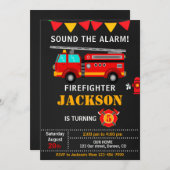 Feuerwehren - Einladung zum Geburtstag geschlechts (Vorne/Hinten)