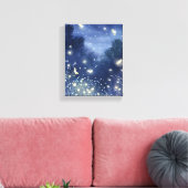 Feuerwehren in der Nacht | Firefly Blue Watercolor Leinwanddruck (Insitu (Wohnzimmer))
