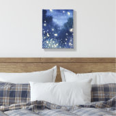 Feuerwehren in der Nacht | Firefly Blue Watercolor Leinwanddruck (Insitu (Schlafzimmer))
