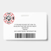 Feuerwehrerkennzeichen Personalisiertes Foto Feuer Ausweis (Back)