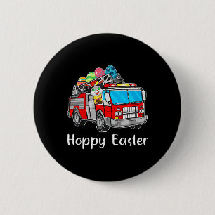 Feuerwehrfahrer LKW Osterfeiertag Bunny Eggs Happy Button
