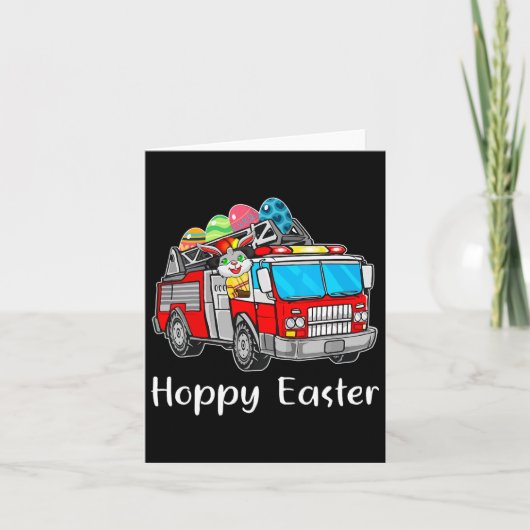 Feuerwehrfahrer LKW Osterfeiertag Bunny Eggs Happy Karte (Vorderseite)