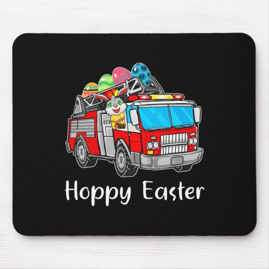Feuerwehrfahrer LKW Osterfeiertag Bunny Eggs Happy Mousepad (Vorne)