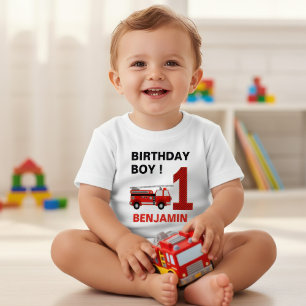 Feuerwehrfahrzeug 1. Geburtstag Party Baby T-shirt