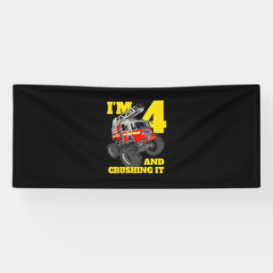 Feuerwehrfahrzeug 4. Geburtstag Junge 4 Feuerwehrg Banner