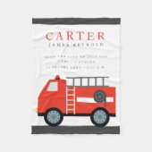 Feuerwehrfahrzeug Birth Stats Baby Blanket Fleecedecke (Vorderseite)