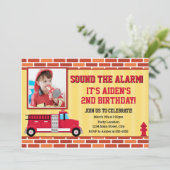 Feuerwehrfahrzeug Geburtstag Einladung Feuerwehrma (Stehend Vorderseite)