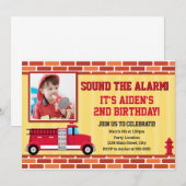 Feuerwehrfahrzeug Geburtstag Einladung Feuerwehrma (Vorne/Hinten)