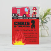 Feuerwehrfahrzeug Junge Einladung zum Geburtstag (Stehend Vorderseite)