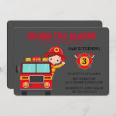 Feuerwehrfahrzeug Kinder Einladung zum Feuerwehrma (Vorne/Hinten)