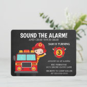 Feuerwehrfahrzeug Kinder Einladung zum Feuerwehrma (Stehend Vorderseite)