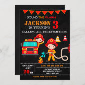 Feuerwehrfahrzeug-Party zum Geburtstag Einladung (Vorne/Hinten)