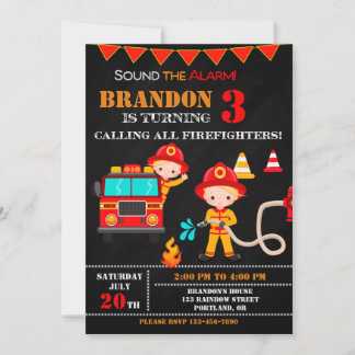Feuerwehrfahrzeug-Party zum Geburtstag Einladung