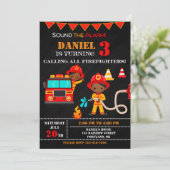 Feuerwehrfahrzeug-Party zum Geburtstag Einladung (Stehend Vorderseite)