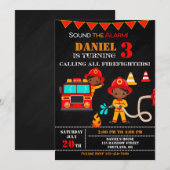 Feuerwehrfahrzeug-Party zum Geburtstag Einladung (Vorne/Hinten)