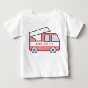 Feuerwehrfahrzeug personalisiert mit Namen Baby T-shirt