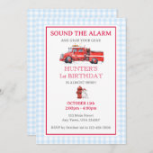 Feuerwehrfahrzeug Wasserfarbe Geburtstagseinladung Einladung (Vorne/Hinten)