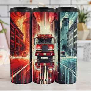 Feuerwehrfahrzeuge durch die Stadt Thermosbecher