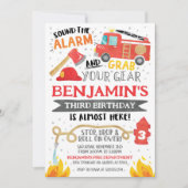 Feuerwehrfahrzeuge Einladung zum Geburtstag (Vorderseite)