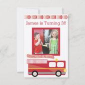 Feuerwehrfahrzeuge Einladung zum Geburtstag (Vorderseite)