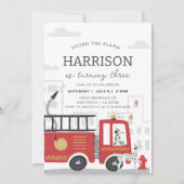 Feuerwehrfahrzeuge Einladung zum Geburtstag ・ Alar (Vorderseite)