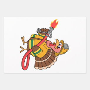 Feuerwehrfahrzeuge Erntedank Türkei Geschenkpapier Set