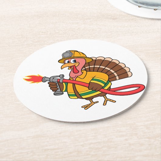 Feuerwehrfahrzeuge Erntedank Türkei Runder Pappuntersetzer (Angewinkelt)