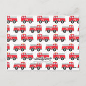 Feuerwehrfahrzeuge Feiertagspostkarte (Rückseite)