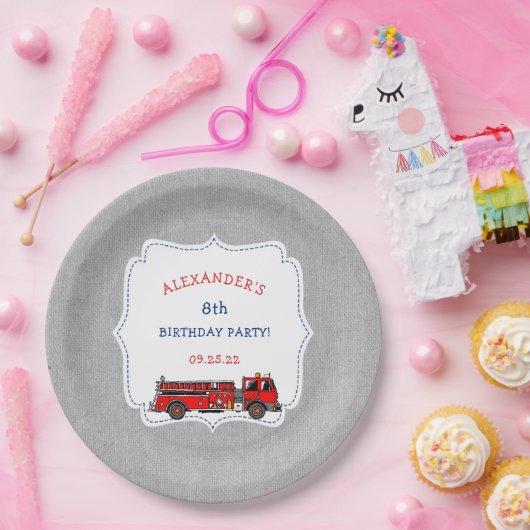 Feuerwehrfahrzeuge Geburtstagsfeier, Feuerwehrmoti Pappteller (Party)