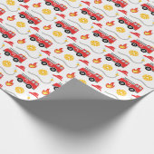 Feuerwehrfahrzeuge Geburtstagskinder Geschenkpapier (Ecke)