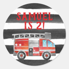 Feuerwehrfahrzeuge Geburtstagsparty Ballons Runder Aufkleber