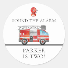Feuerwehrfahrzeuge Geburtstagsparty Ballons Runder Aufkleber