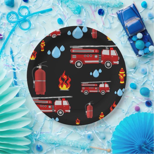 Feuerwehrfahrzeuge Kids Party Boys Papier Neapel Pappteller (Party)