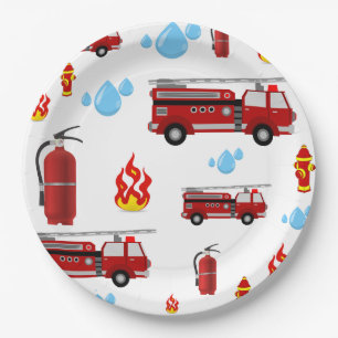 Feuerwehrfahrzeuge Kids Party Boys Papier Neapel Pappteller