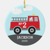 Feuerwehrfahrzeuge Kinder Keramik Ornament (Hinten)